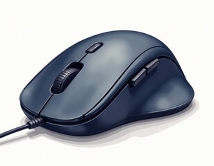 Dark Wired Computer Mouse on White Background