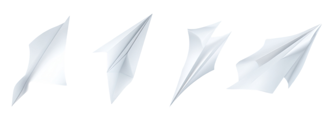 Four folded white shapes