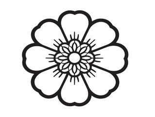 Flower Icon Line Art Style Silhouette Vector Bold Artwork  