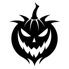 Spooky black silhouette halloween pumpkin jackolantern
