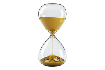 Hourglass with Falling Coins and Sand timer time