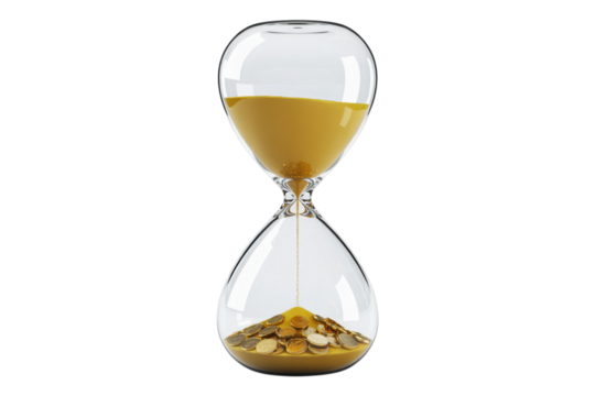 Hourglass with Falling Coins and Sand timer time