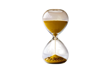 Hourglass With Gold Coins And Sand On Transparent Background