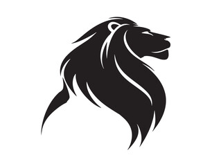 Lion Silhouette Vector Illustration Solid Black White Background