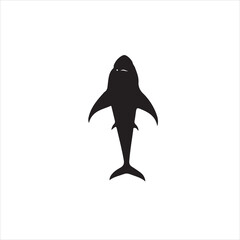 Silhouette of a shark isolated on white background, top view illustration