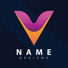 Gradient logo with abstract shape