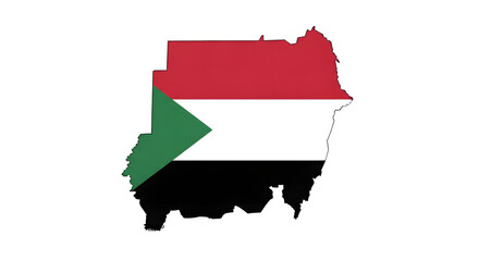 Sudan Map Outline with National Flag &ndash; Country Shape Illustration