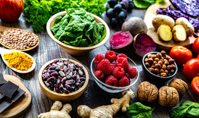 Foods rich in antioxidants. Healthy diet