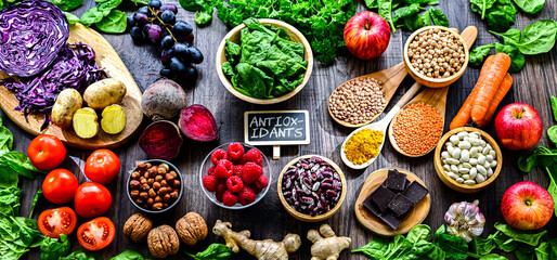 Foods rich in antioxidants. Healthy diet