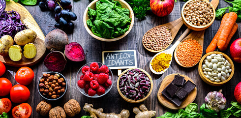 Foods rich in antioxidants. Healthy diet