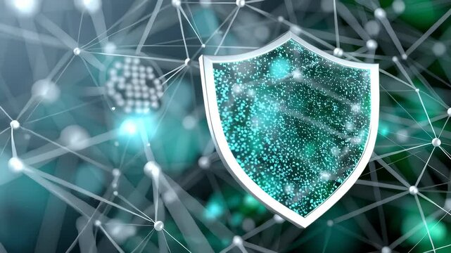 Futuristic Glowing Shield Concept with Abstract Network Connections and Technology Background in 9D Creative Style