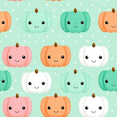 Fototapeta premium Cute Colorful Pumpkin Pattern for Autumn and Halloween Decor