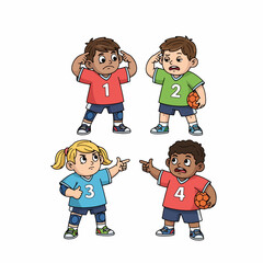 Cartoonish Hand Drawn Upset and Angry Children Illustration Characters