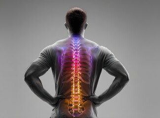 Man's spine highlighted in x-ray style