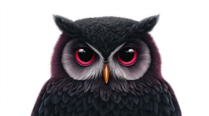 Fototapeta premium Enchanting Watercolor Illustration of a Witch's Familiar Owl with Striking Eyes