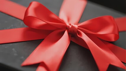 Elegant Black Gift Box Tied with a Vibrant Red Ribbon