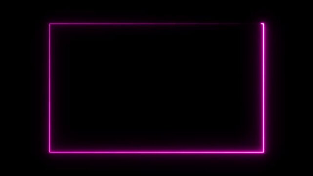Glowing neon square frame icon animation. luminous banner animation. Neon light frame rectangle frame icon on a background.