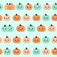 Obraz premium Colorful Cute Pumpkin Pattern for Autumn or Halloween Celebration