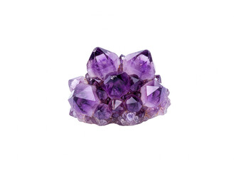 Amethyst Crystal Cluster Isolated on White