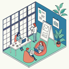 Remote Work Vector with Minimalist Workspace Setup