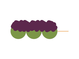 横から見たあんこが乗ったよもぎ団子のアイコンのイラスト