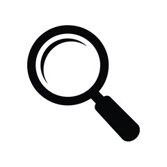 Simple black silhouette of a magnifying glass icon