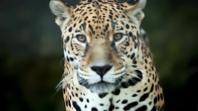 Jaguar walking in the forest.