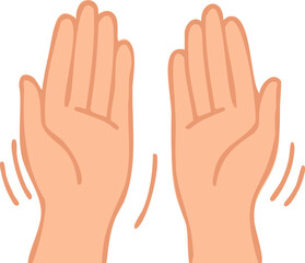 This is a flat vector illustration of two raised hands with shaking motion lines, representing hand tremors often associated with Parkinson’s disease or other neurological conditions.