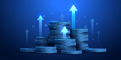 Business background, finance and investment, currency exchange concept, growth, economic graph. Vector illustration