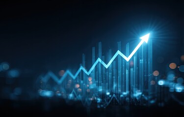 Naklejka premium Futuristic graph of upward growth