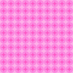 Pink geometric pattern with repeating circles and star-like shapes.