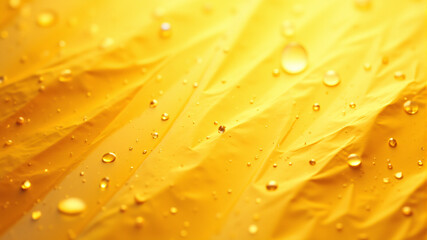 Golden Yellow Fabric with Water Droplets