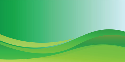 Green Gradient Background with Layered Abstract Wave Shapes eps10