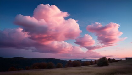 dreamy pastel pink clouds drift peacefully in a serene sky during twilight hours