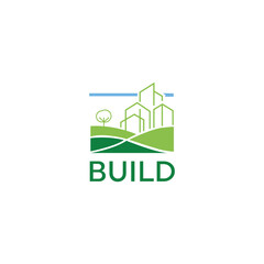 Obraz premium landscape logo design, lawn care, landscape vector, Rural Landscape logo , creek logo, mountain & creek, high ridge, Hills Logo , green land, farm Land Agriculture Flat Illustration Logo