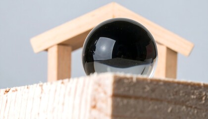 Obraz premium Crystal ball on wooden structure