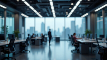 Modern Corporate Office with City Skyline View