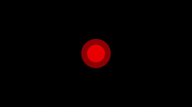 Red circles pulsating r localization mark flashes on a black background.. 4k