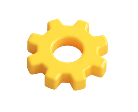 3D cartoon yellow gear icon