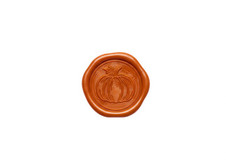 Orange Pumpkin Wax Seal Isolated on White Background for Halloween Designs