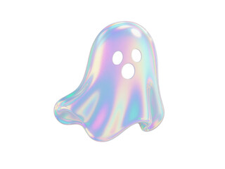 Iridescent Ghost Illustration, Halloween Concept, Isolated on White Background