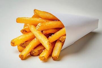 French Fries in White Paper Cone