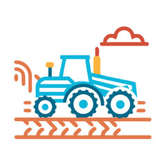 Blue tractor agriculture icon