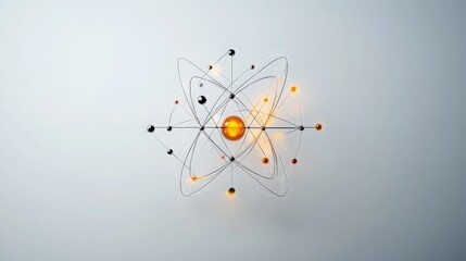 Illustration of an Atom Model on Grey Background