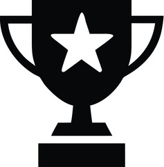 Vector art of a black silhouette of a trophy with a star on it, isolated on a