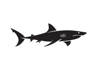 Obraz premium Unique shark silhouette vector illustration created in detailed solid black design