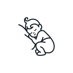 Naklejka premium Photo of a baby sleeping peacefully, curled up in a line drawing