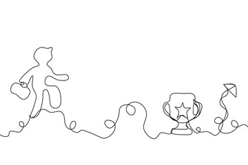 Outline business concept minimal business man in drawing continuous line art. Success talent hand drawn with white ioslated background. Abstract,vector,illustration.