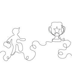 Outline business concept minimal business man in drawing continuous line art. Success talent hand drawn with white ioslated background. Abstract,vector,illustration.