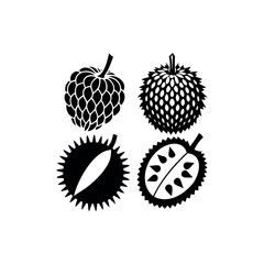 Black and White Illustration of Custard Durian Fruit Varieties silhouette vector 